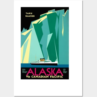 Vintage Travel Poster Alaska Taku Glacier Posters and Art